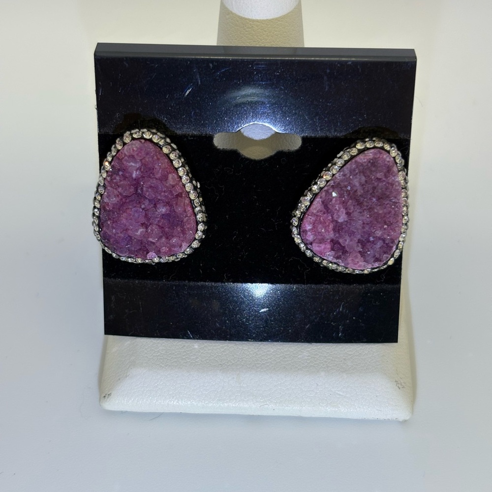 Elegant Ruby Druzy Stone Earrings